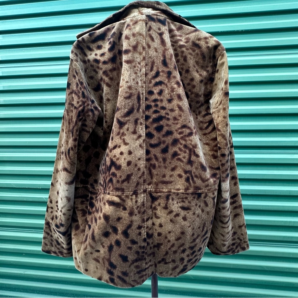 Linda Allard Ellen Tracy Brown BOHO Print Velour Jacket Relaxed Fit Lined Art - Picture 7 of 16